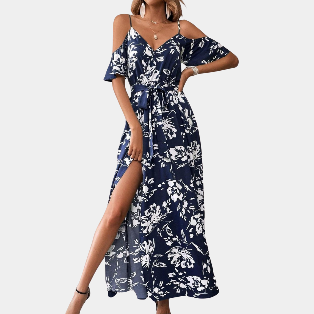 Mia | Elegante Abito Floreale con Spacco 0
