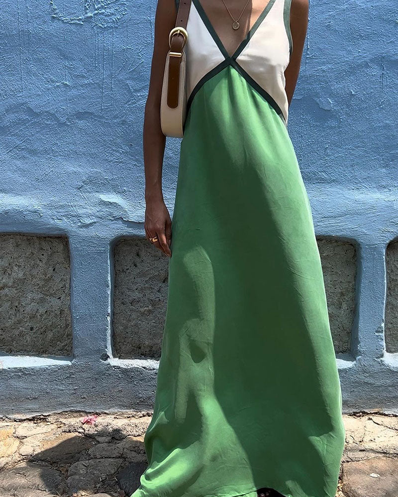Mia | Elegante Abito Lungo a Contrasto 1