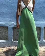 Mia | Elegante Abito Lungo a Contrasto 1