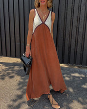 Mia | Elegante Abito Lungo a Contrasto 9