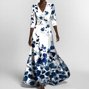 Mirella | Elegante Vestito Lungo Floreale con Maniche Lunghe 0