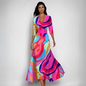 Mirella | Elegante Vestito Lungo Floreale con Maniche Lunghe 2