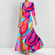 Mirella | Elegante Vestito Lungo Floreale con Maniche Lunghe 5