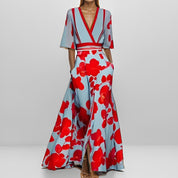 Mirella | Elegante Vestito Lungo Floreale con Maniche Lunghe 6