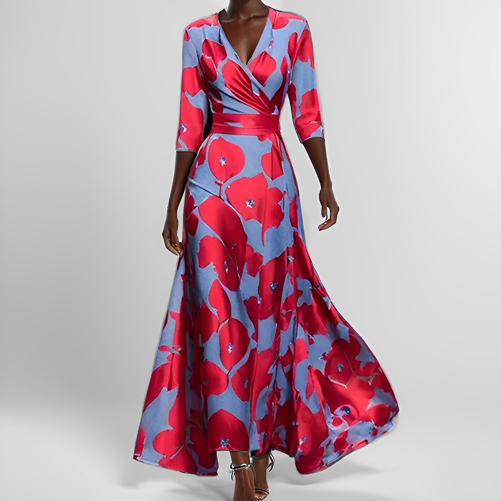 Mirella | Elegante Vestito Lungo Floreale con Maniche Lunghe 7