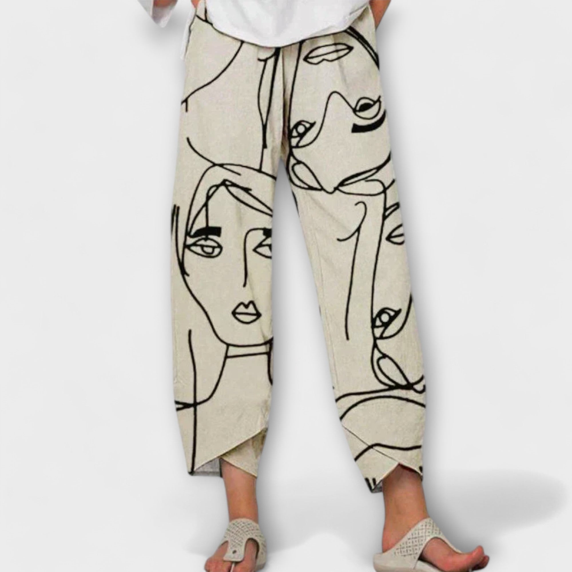 Nahia | Pantaloni Eleganti Donna con Stampa Creativa | Vestibilità Ampia per Comfort e Stile 0