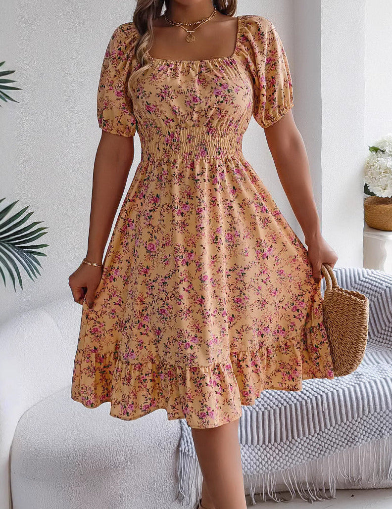 Noemi | Elegante Abito a Fiori con Scollo Quadrato e Vita Alta 1