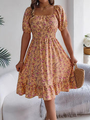 Noemi | Elegante Abito a Fiori con Scollo Quadrato e Vita Alta 1