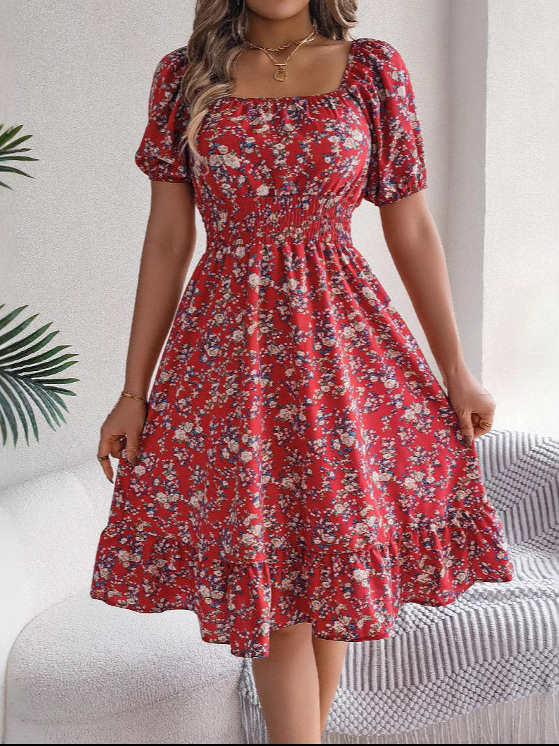Noemi | Elegante Abito a Fiori con Scollo Quadrato e Vita Alta 2
