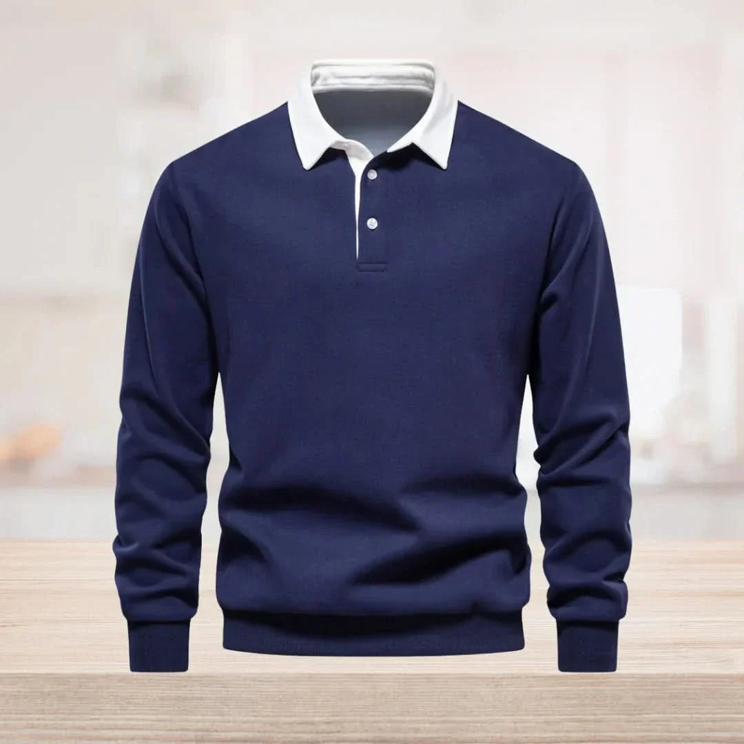 Oliver | Elegante Polo Manica Lunga Uomo in Cotone 0