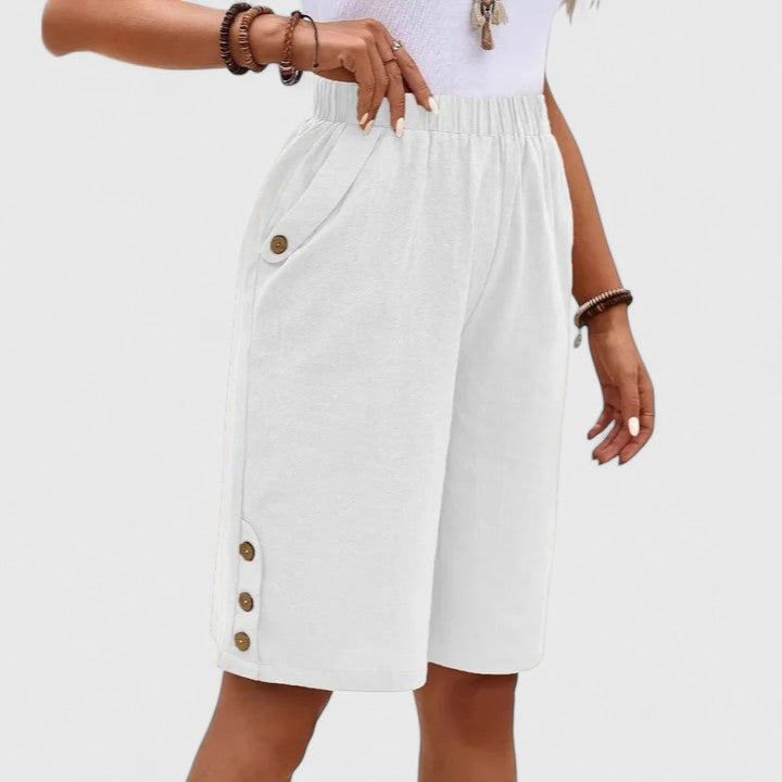 Pantaloncini Donna | Pantaloncini Comodi con Vita Alta e Vestibilità Rilassata | Stile Versatile per Comfort Quotidiano 0