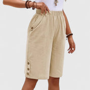 Pantaloncini Donna | Pantaloncini Comodi con Vita Alta e Vestibilità Rilassata | Stile Versatile per Comfort Quotidiano 1