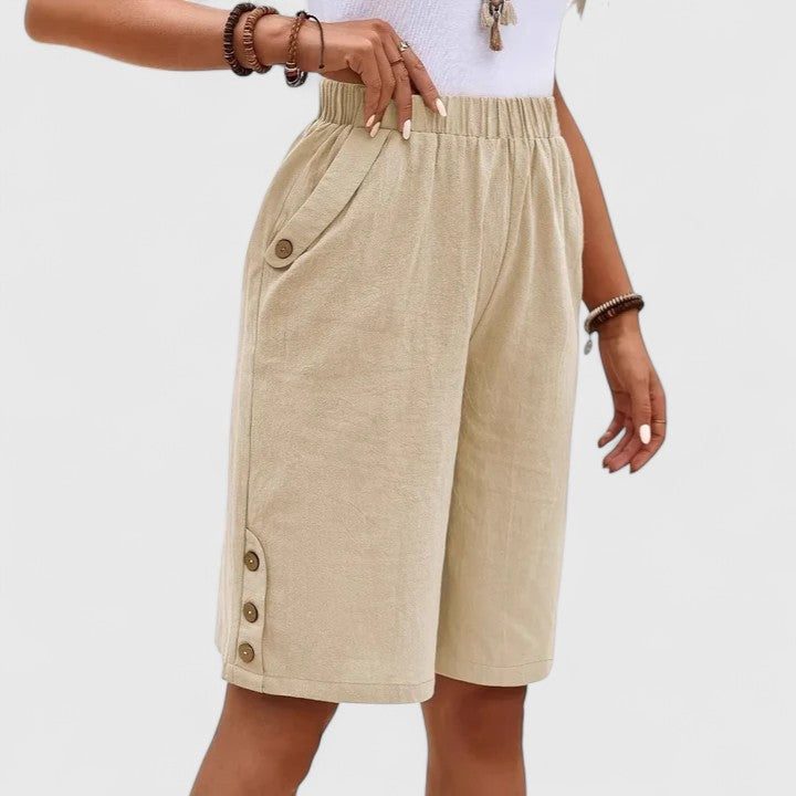 Pantaloncini Donna | Pantaloncini Comodi con Vita Alta e Vestibilità Rilassata | Stile Versatile per Comfort Quotidiano 1