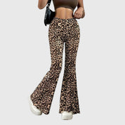 Pantaloni Donna Bootcut Leopardati con Vita Alta | Look Elegante e Versatile 0