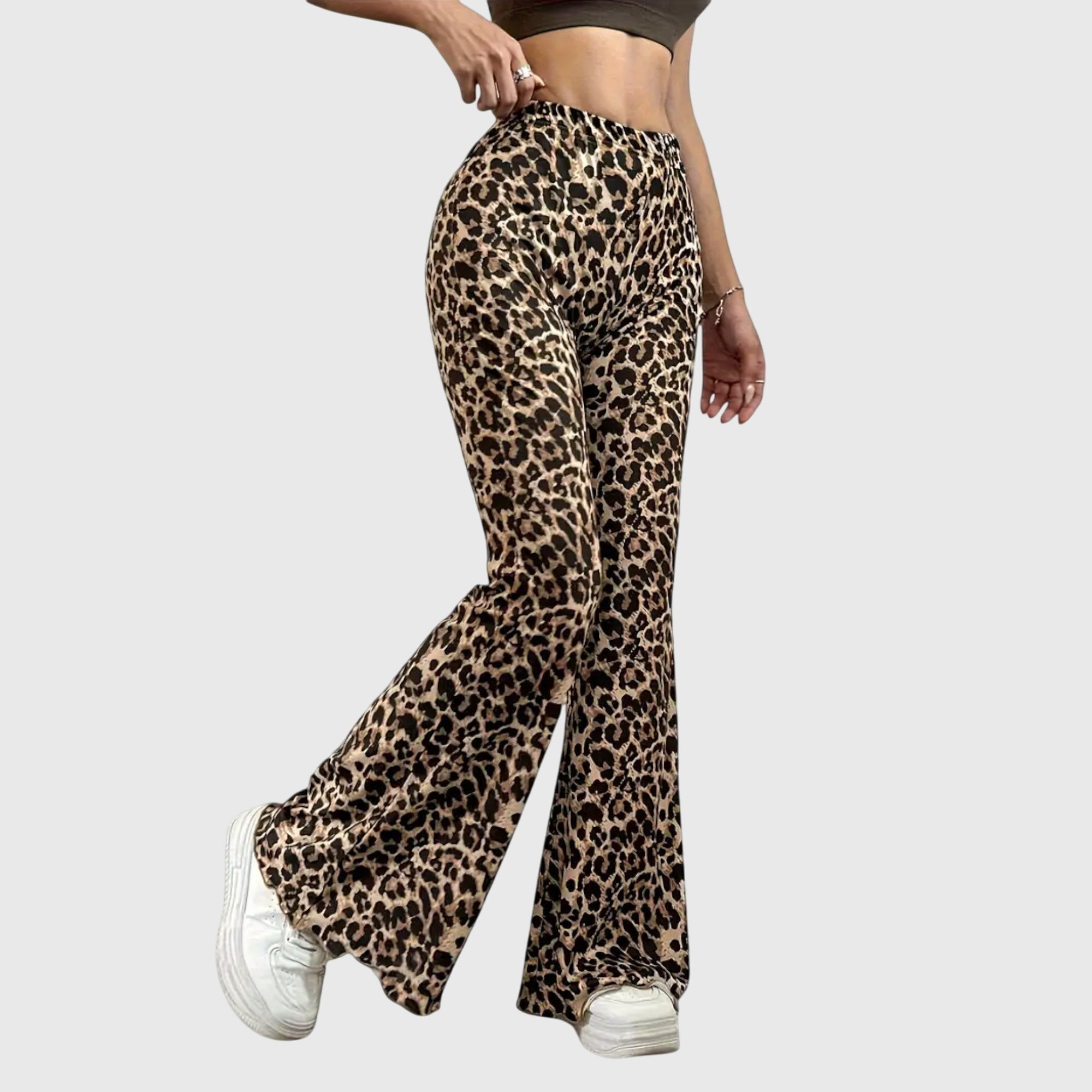 Pantaloni Donna Bootcut Leopardati con Vita Alta | Look Elegante e Versatile 1