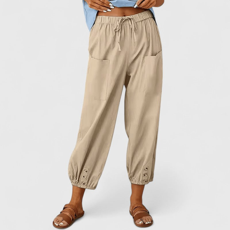 Pantaloni Eleganti Donna Palazzo in Cotone e Lino con Vita Alta | Comfort e Stile per Ogni Occasione 0
