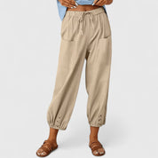 Pantaloni Eleganti Donna Palazzo in Cotone e Lino con Vita Alta | Comfort e Stile per Ogni Occasione 0