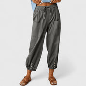 Pantaloni Eleganti Donna Palazzo in Cotone e Lino con Vita Alta | Comfort e Stile per Ogni Occasione 1