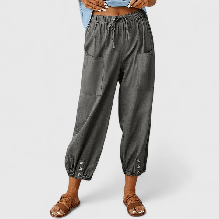 Pantaloni Eleganti Donna Palazzo in Cotone e Lino con Vita Alta | Comfort e Stile per Ogni Occasione 1