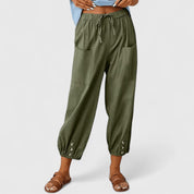 Pantaloni Eleganti Donna Palazzo in Cotone e Lino con Vita Alta | Comfort e Stile per Ogni Occasione 2