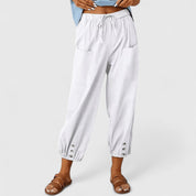 Pantaloni Eleganti Donna Palazzo in Cotone e Lino con Vita Alta | Comfort e Stile per Ogni Occasione 3