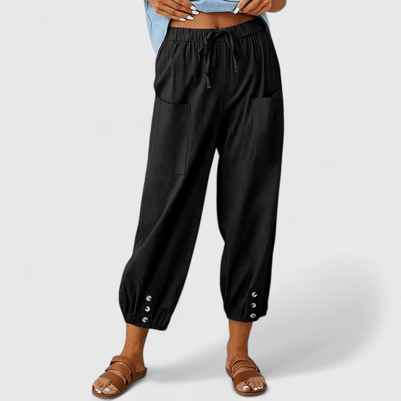 Pantaloni Eleganti Donna Palazzo in Cotone e Lino con Vita Alta | Comfort e Stile per Ogni Occasione 4