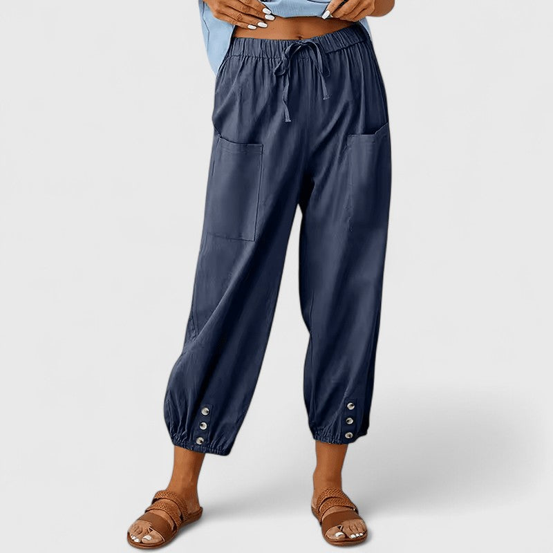 Pantaloni Eleganti Donna Palazzo in Cotone e Lino con Vita Alta | Comfort e Stile per Ogni Occasione 5