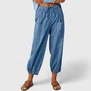 Pantaloni Eleganti Donna Palazzo in Cotone e Lino con Vita Alta | Comfort e Stile per Ogni Occasione 7