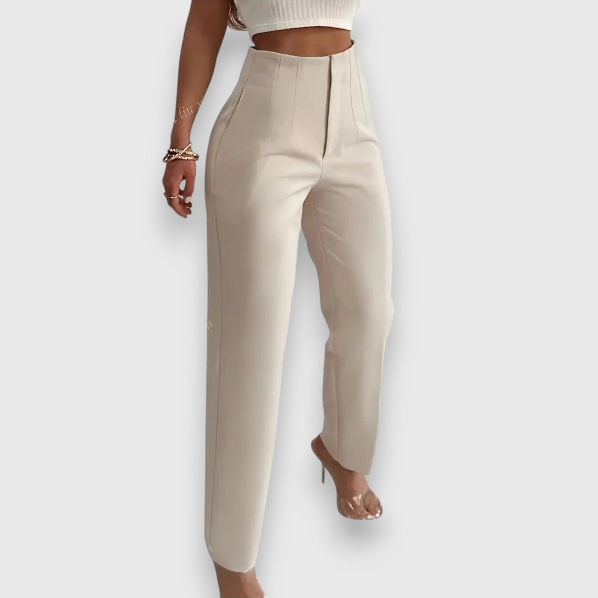 Pantaloni a Vita Alta | Design Classico con Gamba Dritta | Versatili per Comfort e Stile Quotidiano 0