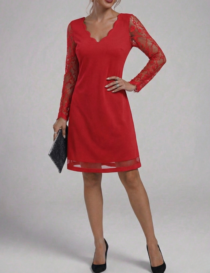Rosanna | Elegante Abito in Pizzo Floreale per Cerimonia 1
