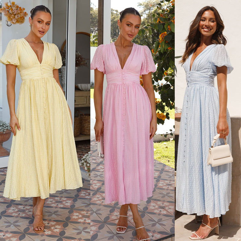 Samantha | Elegante Abito Midi Estivo con Scollo a V per Donna 7