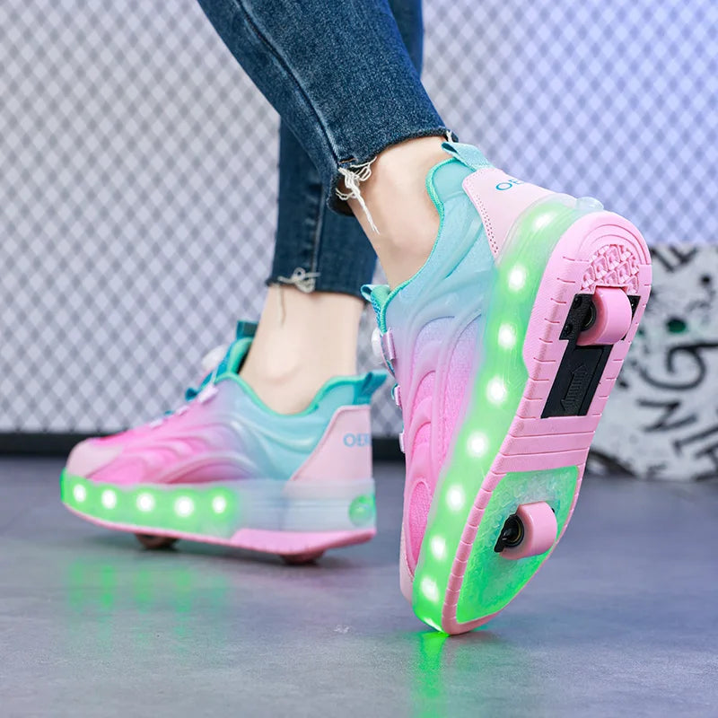Scarpe da Skate a Rotelle con Luci LED e Design Robusto | Ricaricabili per Divertimento all'Aperto per Bambini 4