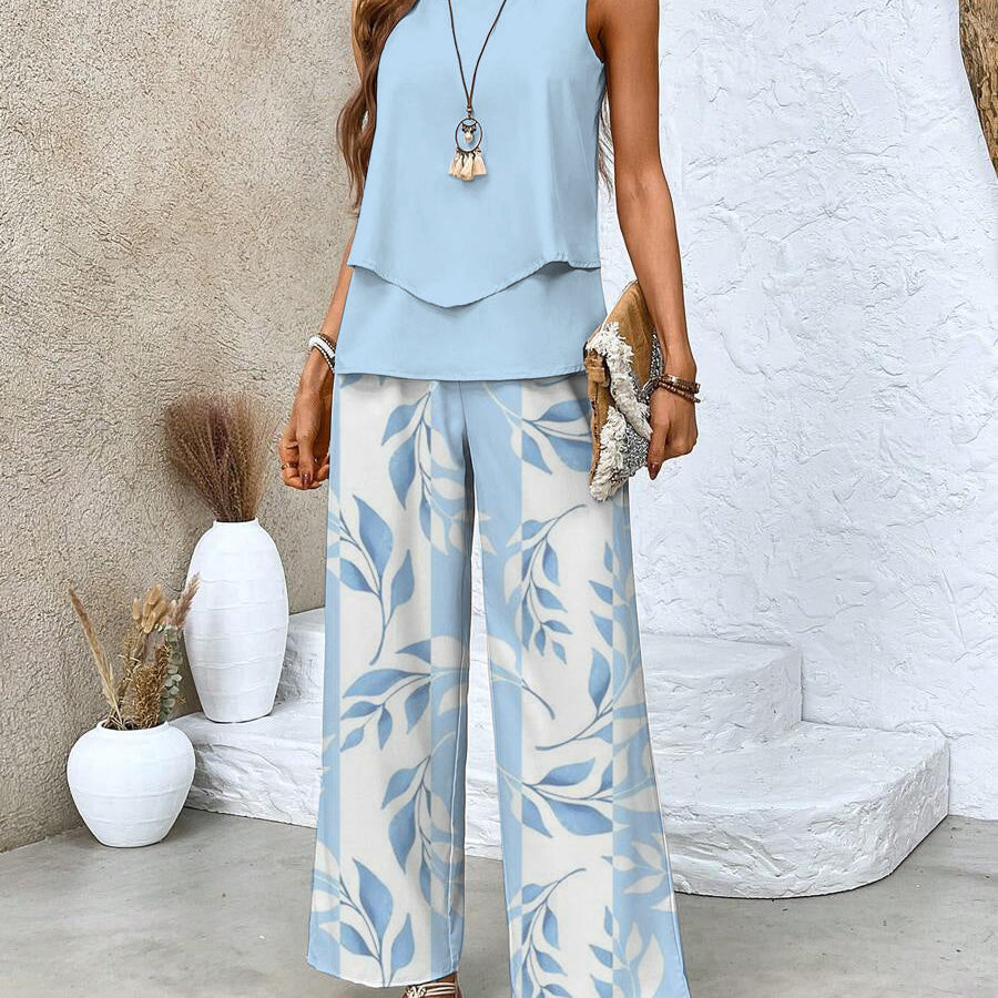 Sofia | Chic Set Tuta Donna con Pantaloni Ampi e Top a Strati 0
