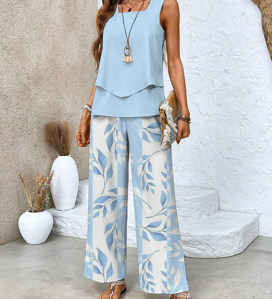 Sofia | Chic Set Tuta Donna con Pantaloni Ampi e Top a Strati 0