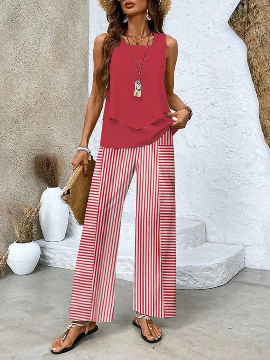 Sofia | Chic Set Tuta Donna con Pantaloni Ampi e Top a Strati 3
