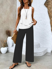 Sofia | Chic Set Tuta Donna con Pantaloni Ampi e Top a Strati 6