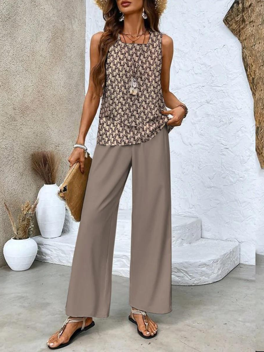 Sofia | Chic Set Tuta Donna con Pantaloni Ampi e Top a Strati 7