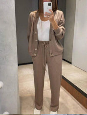 Sofia | Completo Donna Elegante in Maglia con Cardigan e Pantaloni Chic 0