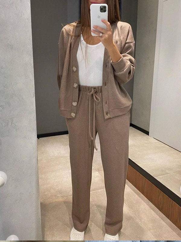 Sofia | Completo Donna Elegante in Maglia con Cardigan e Pantaloni Chic 0