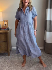 Sofia | Elegante Abito Chemisier a Righe per Donna 0
