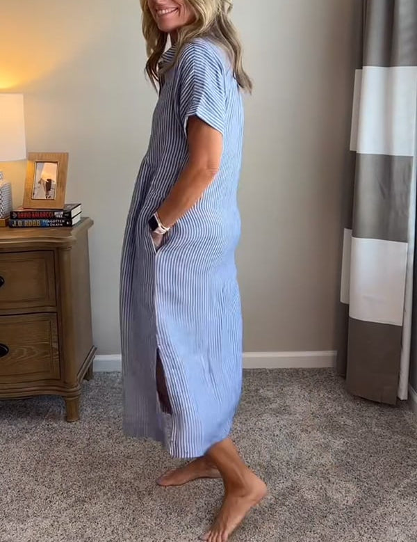 Sofia | Elegante Abito Chemisier a Righe per Donna 1