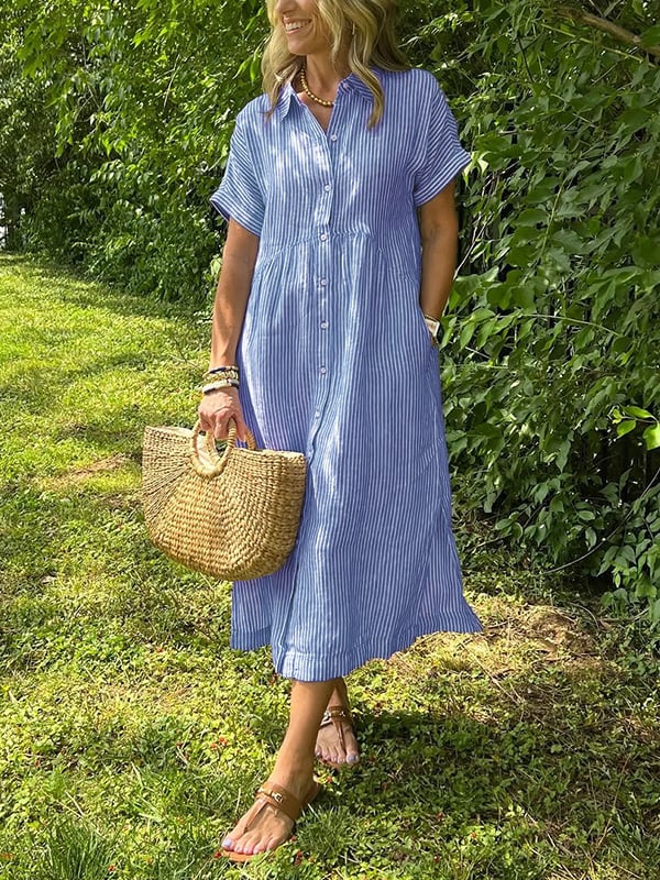 Sofia | Elegante Abito Chemisier a Righe per Donna 2