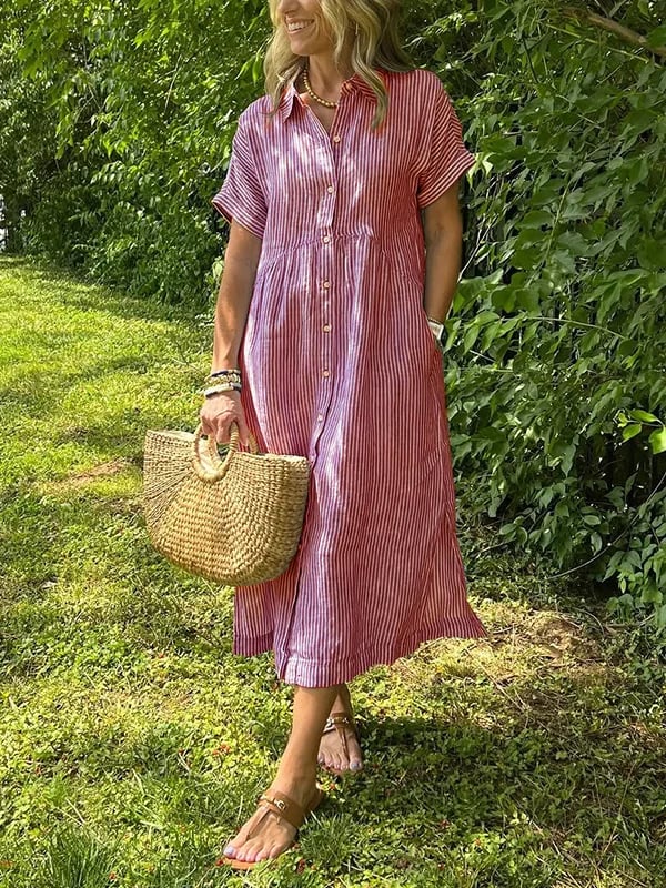 Sofia | Elegante Abito Chemisier a Righe per Donna 5
