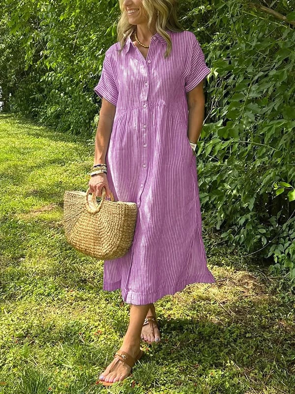 Sofia | Elegante Abito Chemisier a Righe per Donna 7