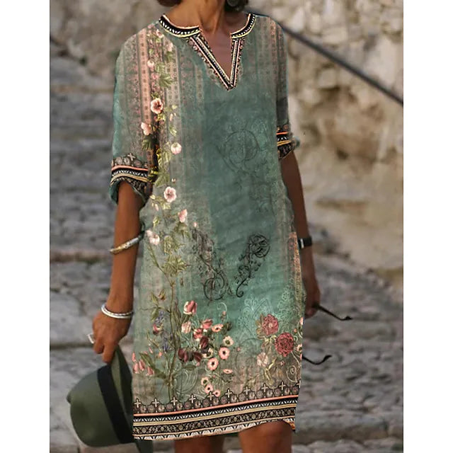 Sofia | Elegante Abito Estivo Floreale Midi Scollo a V per Donna 0