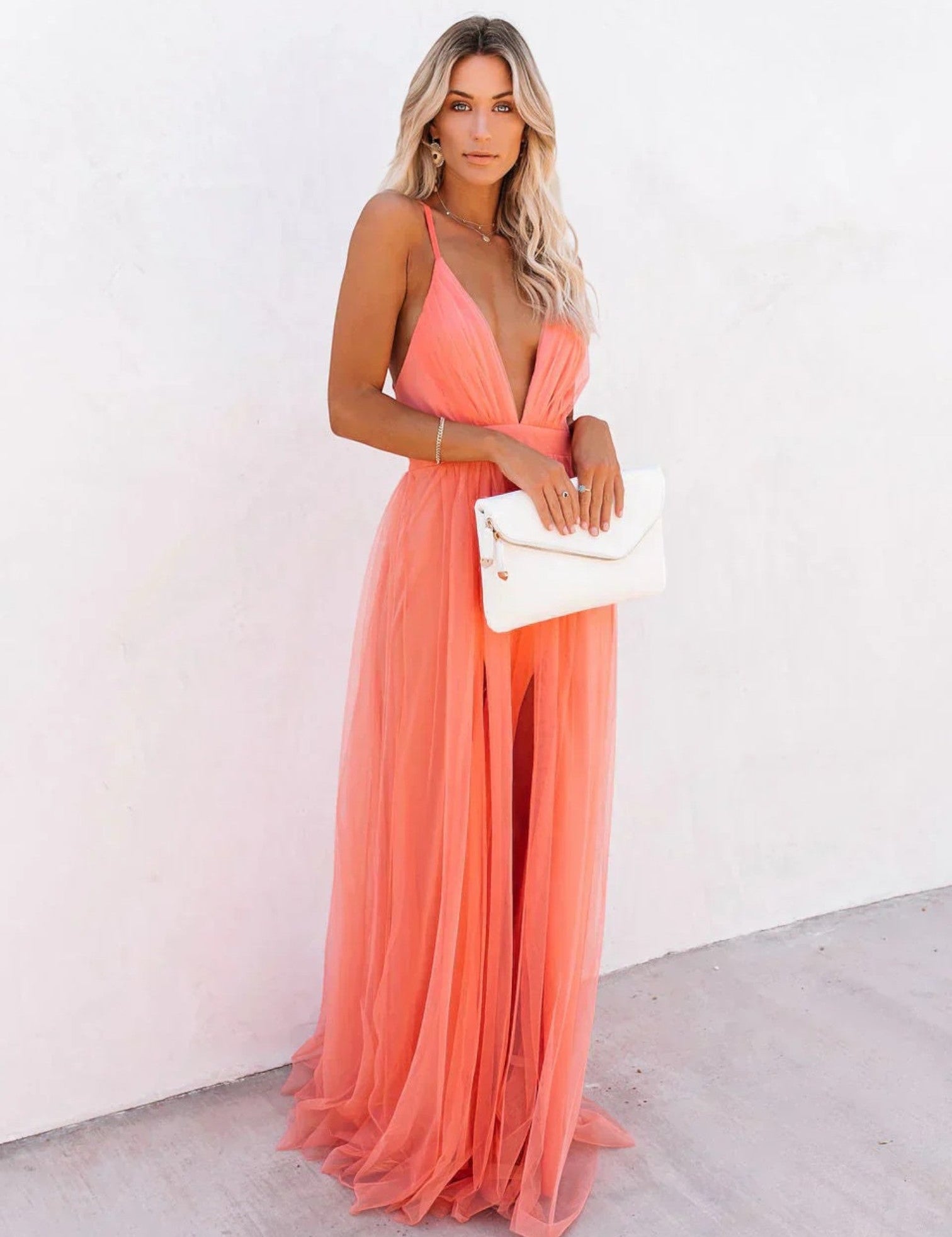 Sofia | Elegante Abito Estivo Maxi da Donna in Pesca 0