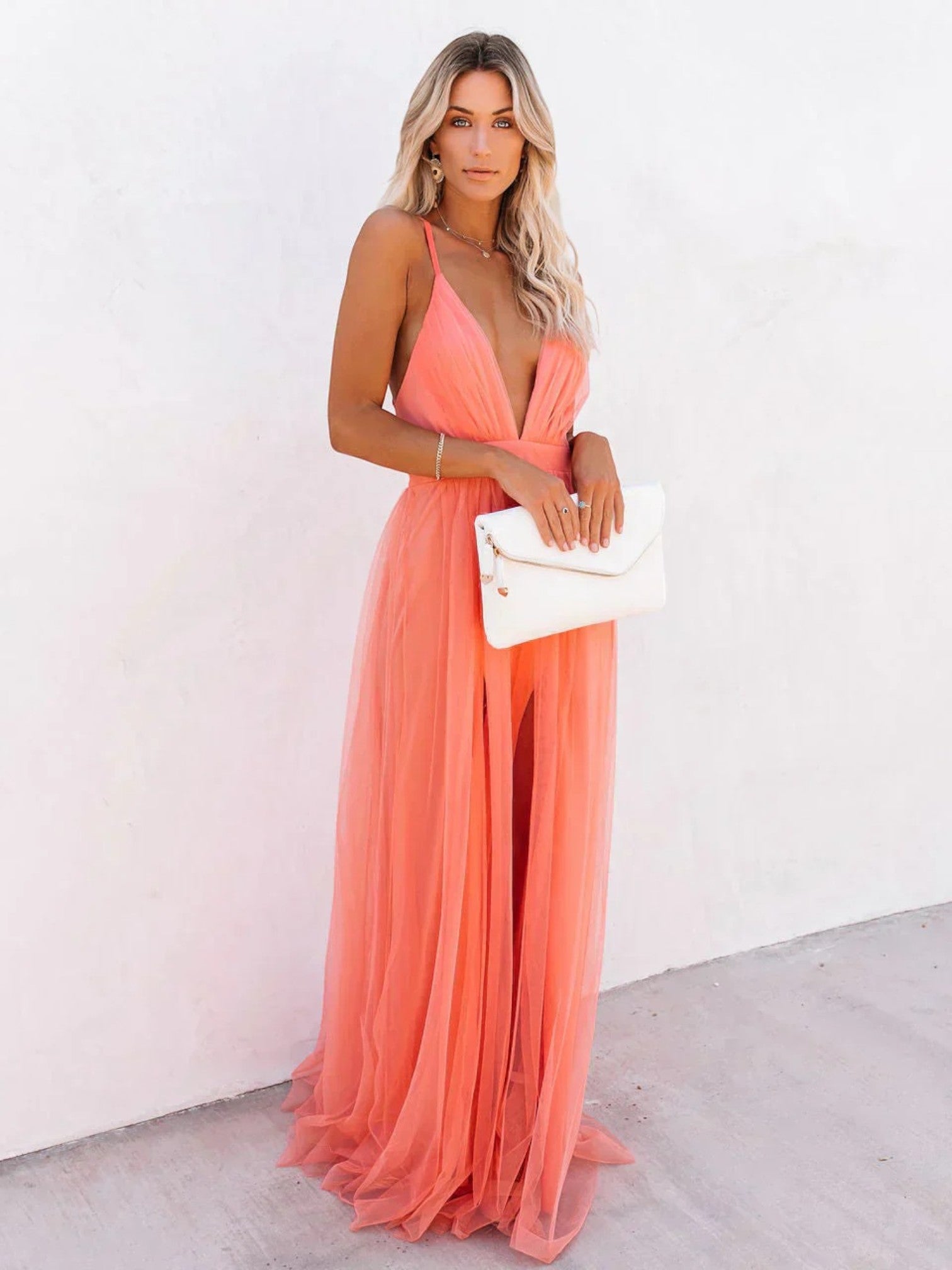 Sofia | Elegante Abito Estivo Maxi da Donna in Pesca 0