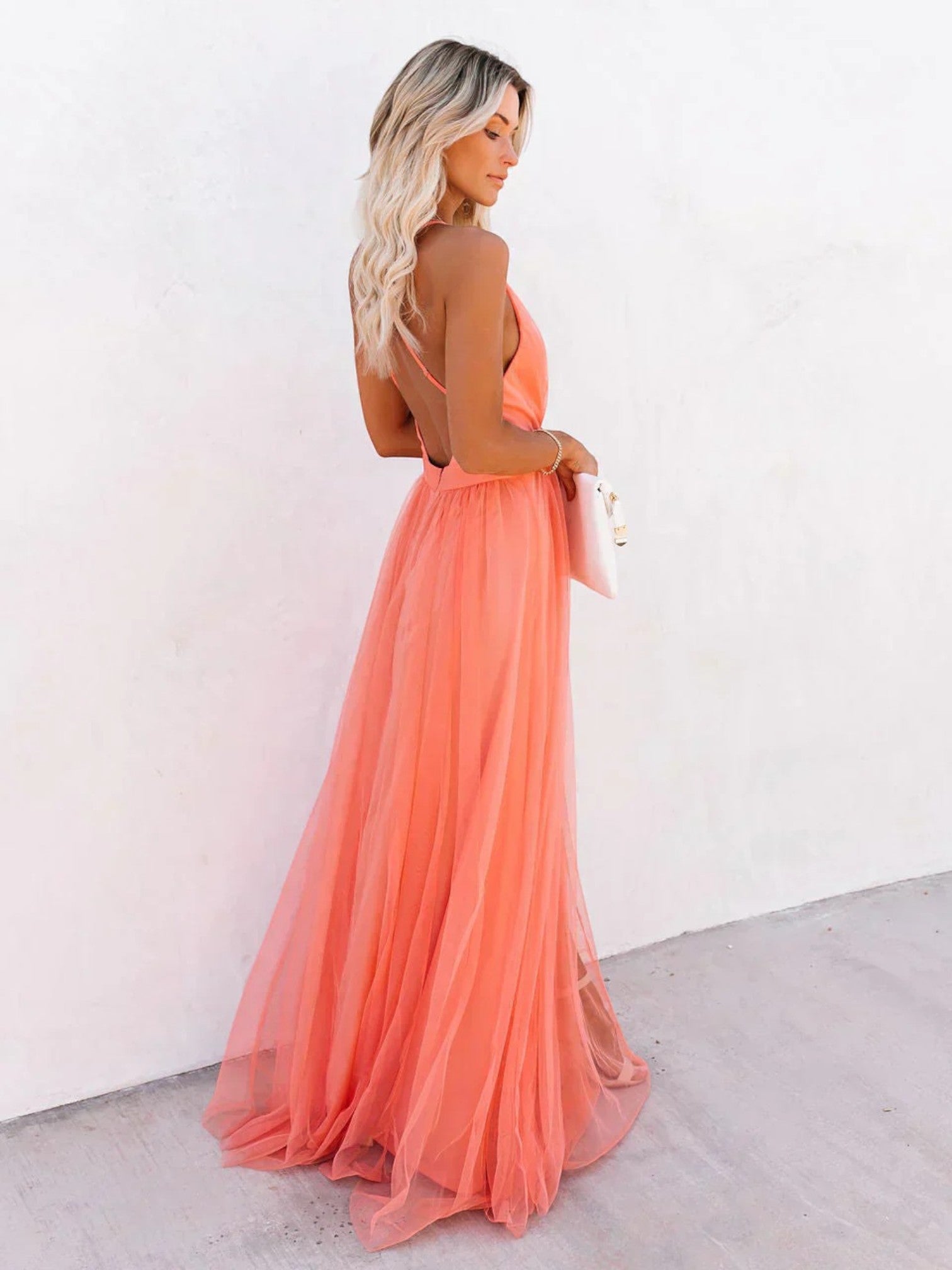 Sofia | Elegante Abito Estivo Maxi da Donna in Pesca 3