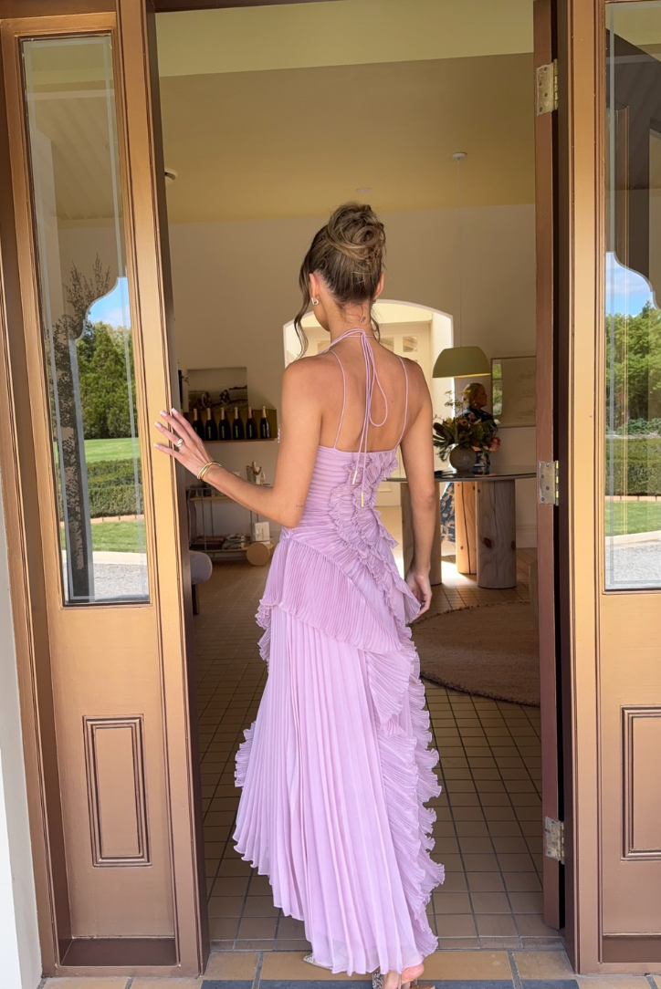 Sofia | Elegante Abito Lungo Cerimonia Plissettato con Scollo Halter 3