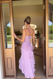 Sofia | Elegante Abito Lungo Cerimonia Plissettato con Scollo Halter 3